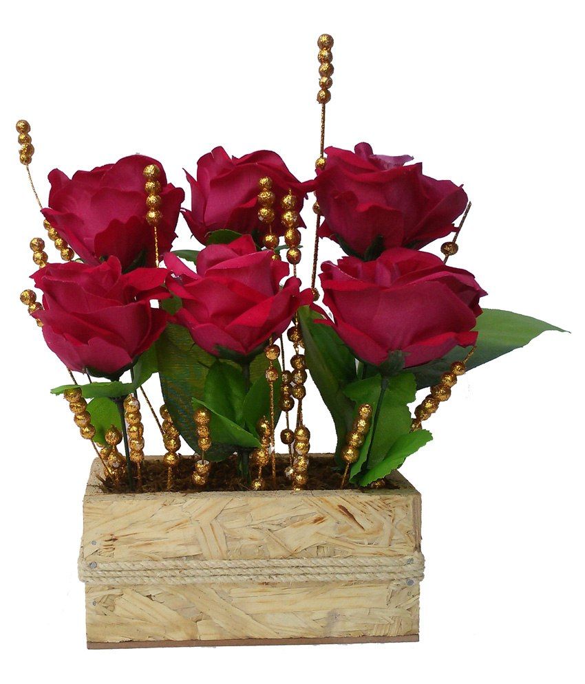 Floral Expressions Red Roses Artificial Flowers With Vase Buy