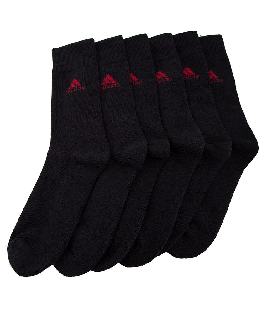 Adidas Black & Red Cotton Full Length Socks Pack Of 3: Buy Online at ...