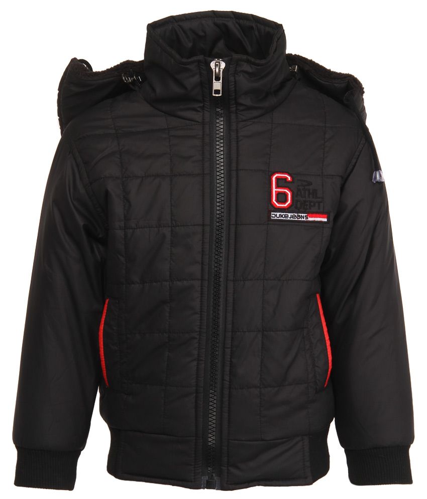 Duke Black Polyester Hooded Jacket - Buy Duke Black Polyester Hooded Jacket Online at Low Price 