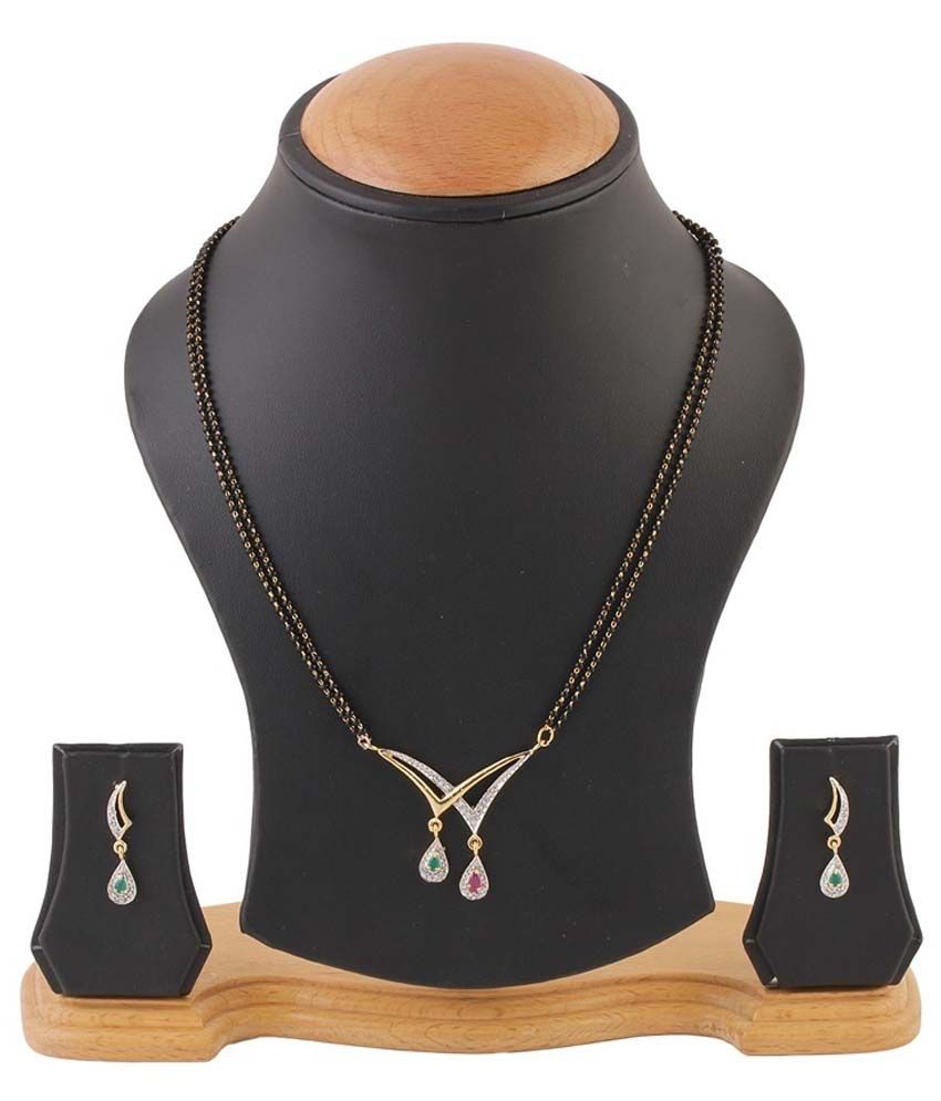     			Zeneme American Diamond Mangalsutra Set