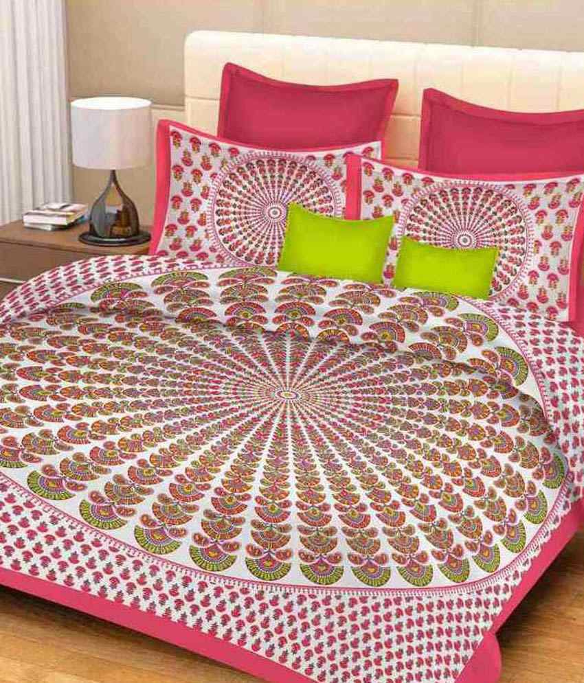     			Uniqchoice Cotton 1 Bedsheet with 2 Pillow Covers (213 cm x 240 cm)