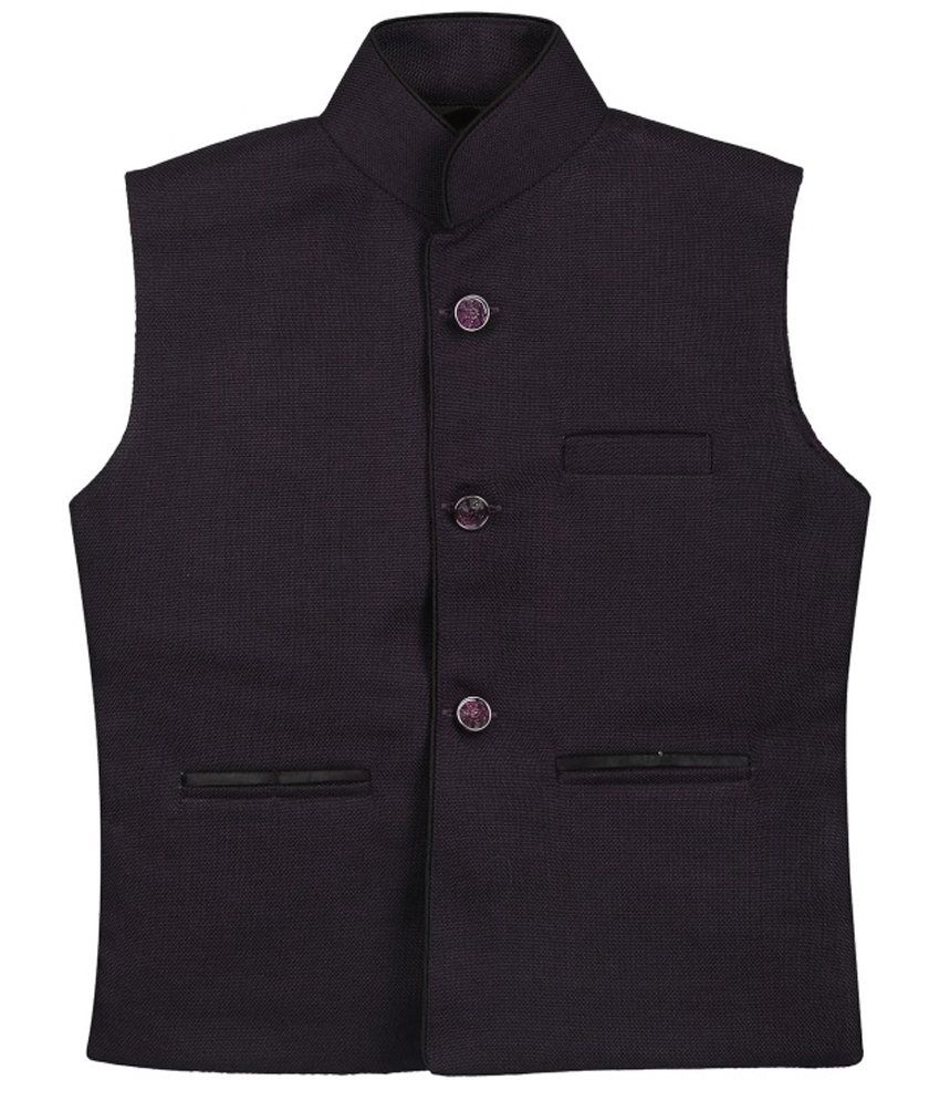 Civvies Purple Jute Solid Waistcoat For Boys - Buy Civvies Purple Jute ...