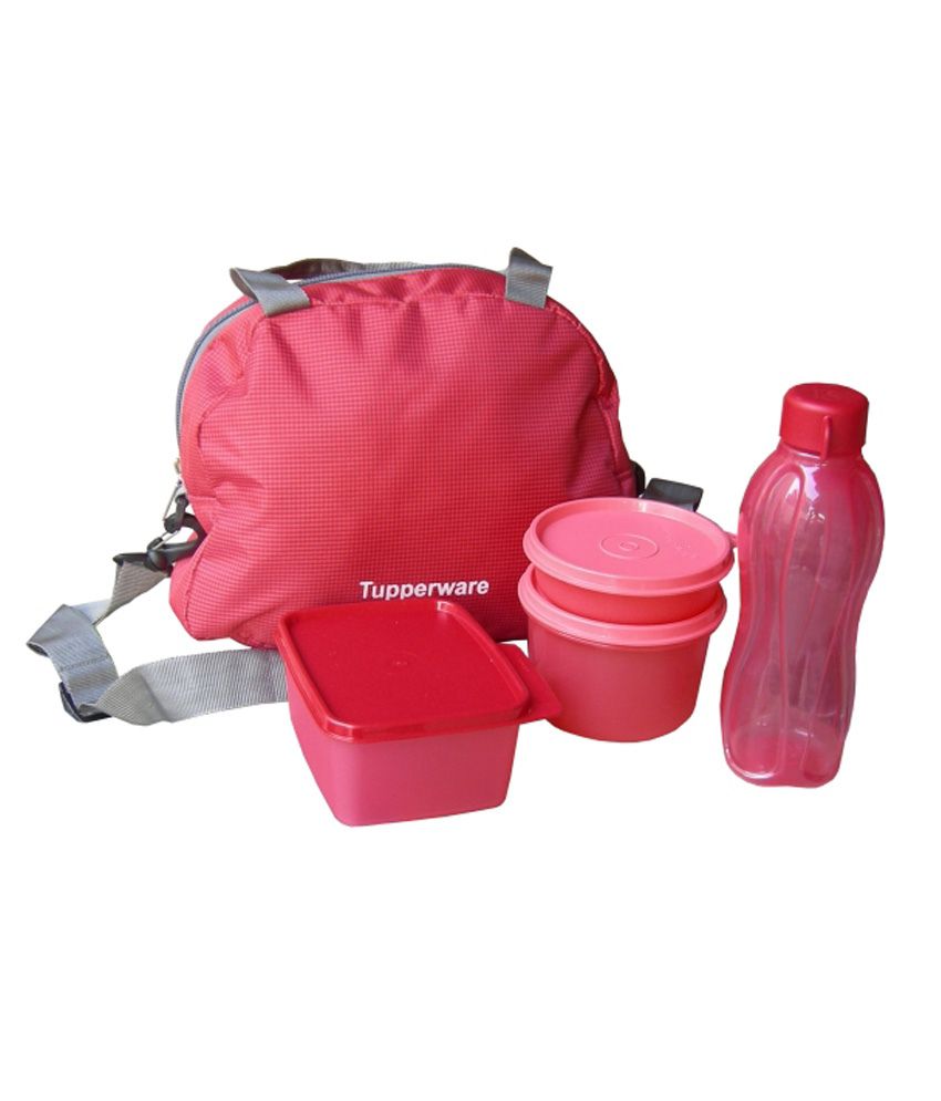 Tupperware Red Virgin Plastic Lunch Box And Water Bottle: Buy Online at ...