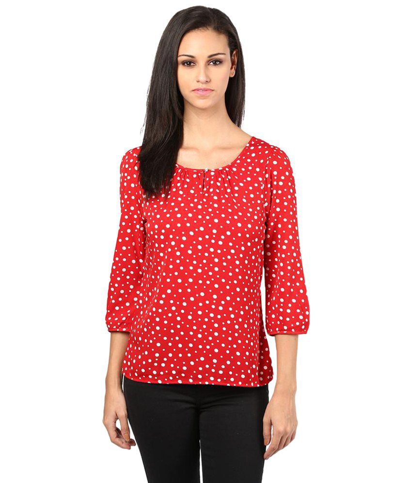 The Vanca Red & White Three Fourth Sleeve Printed Top - Buy The Vanca ...