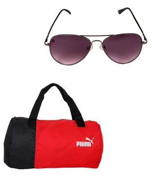 puma gym bag black and red