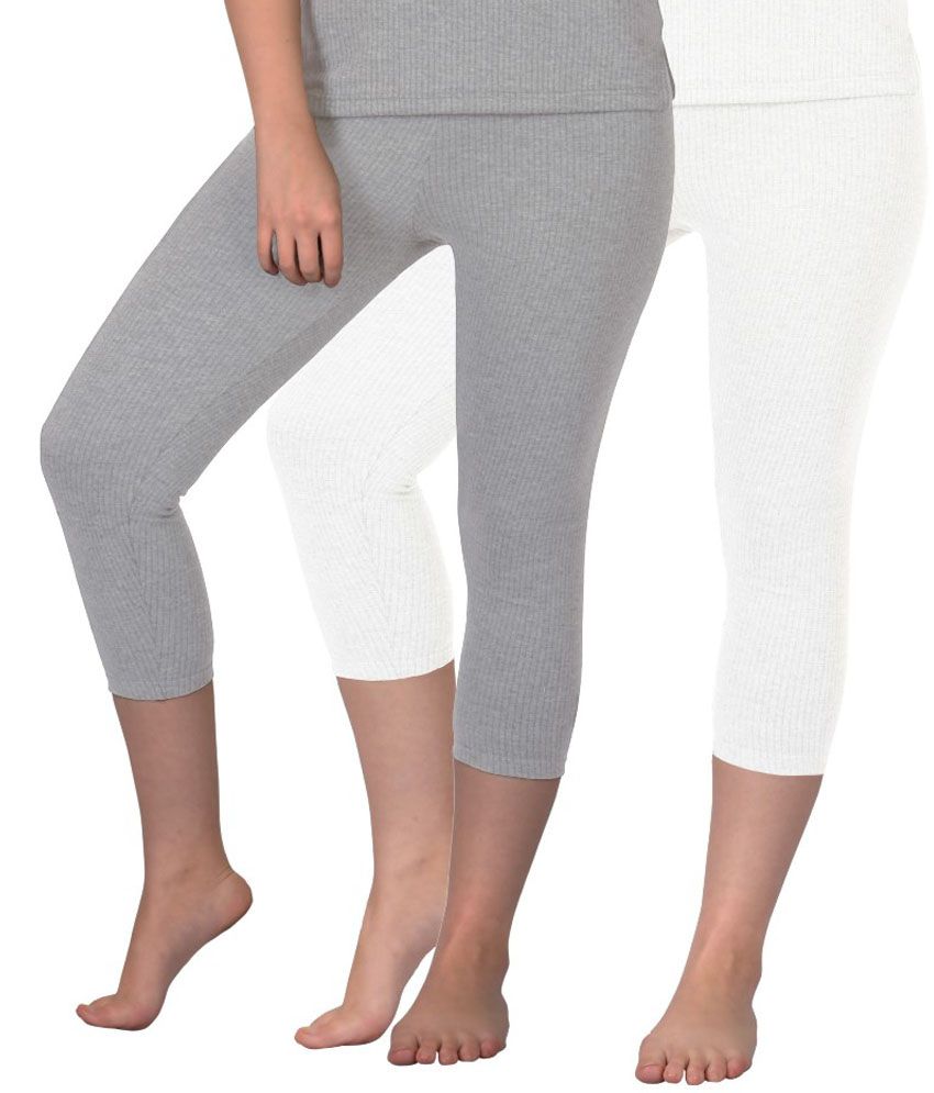    			Selfcare White And Grey Cotton Blend Thermal (lower) - Pack Of 2