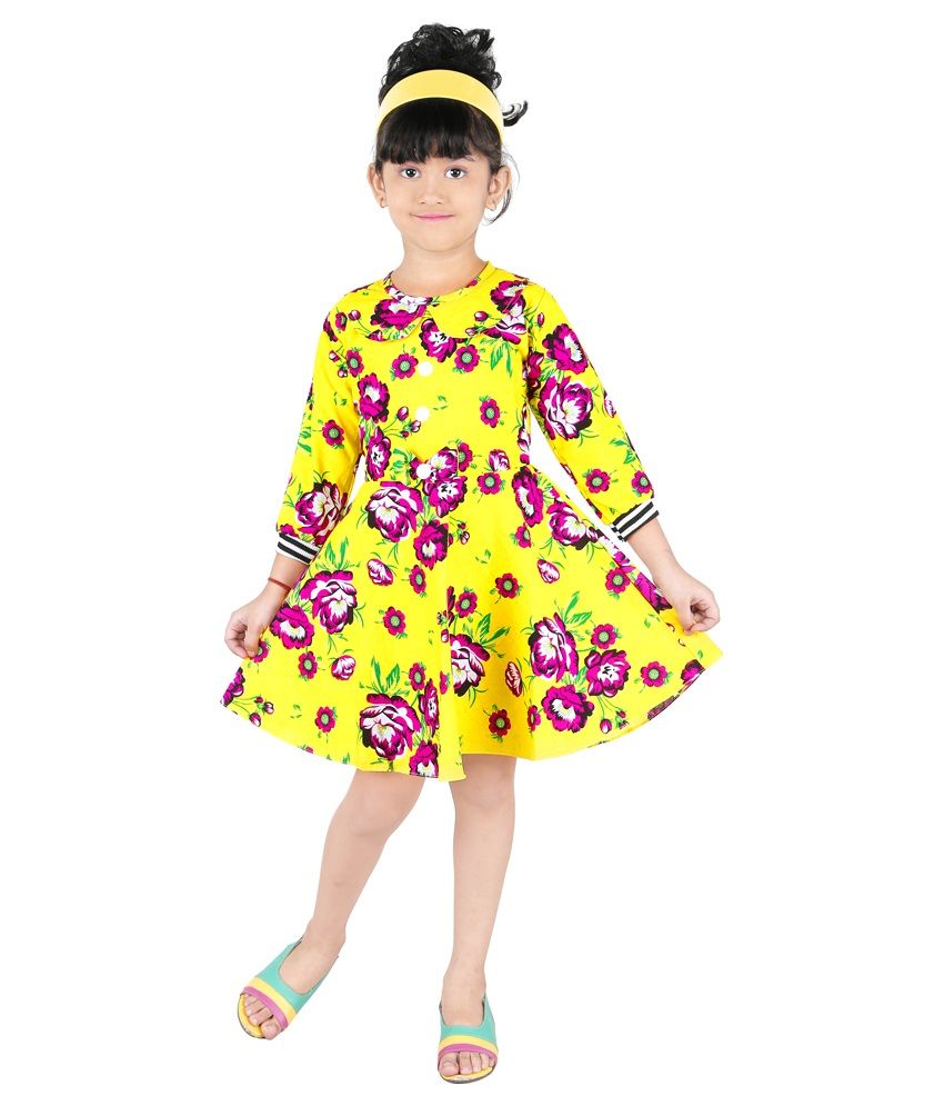 yellow and pink long frock