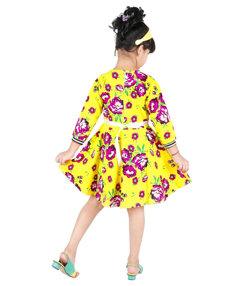 yellow and pink long frock