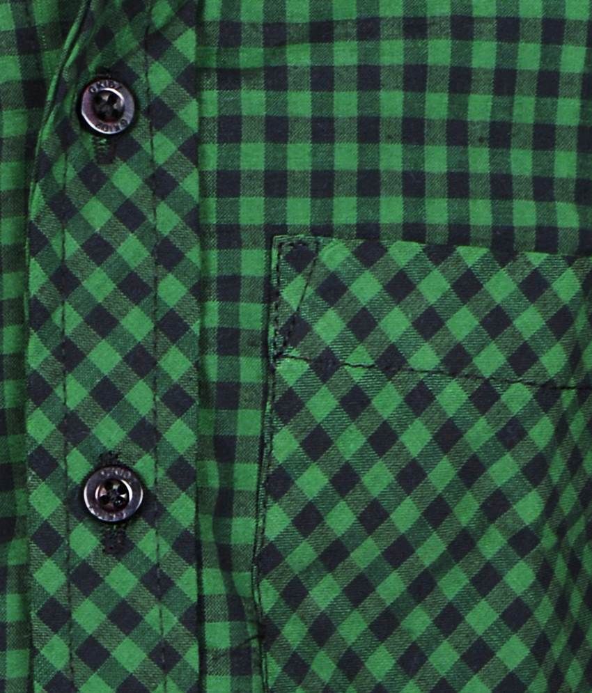 dark green checks shirt