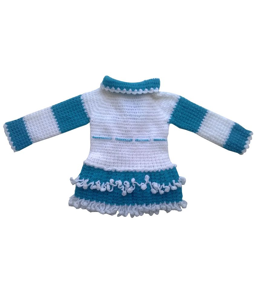 Durga Unne Ghar Sky Blue N Off White Designer Woolen Sweaters For Baby Kids Durga Unne Ghar Sky Blue N Off White Designer Woolen Sweaters For Baby Kids