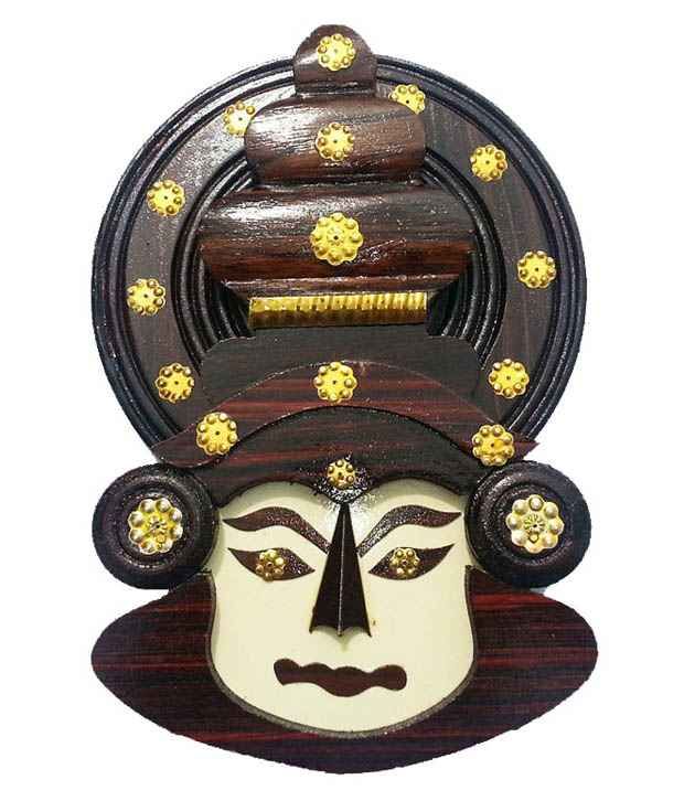 Brown Wooden Kathakali Face Wall Hanging Buy