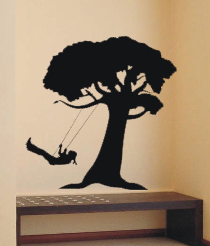     			Decor Villa Black Children With Tree Wall Sticker