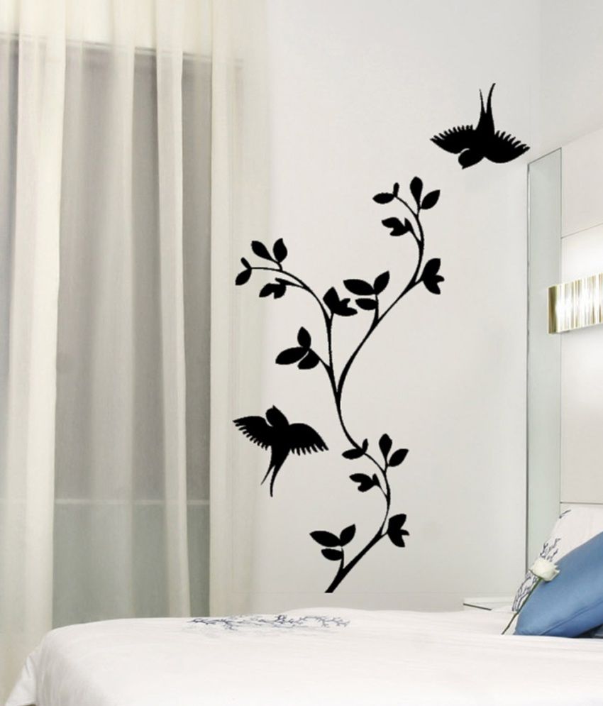     			Decor Villa Black Flying Birds Around Leafs Wall Sticker