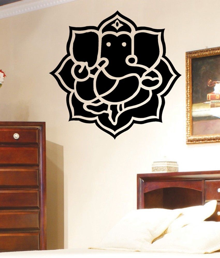     			Decor Villa Black Shri Om Ganesh Ji Wall Sticker