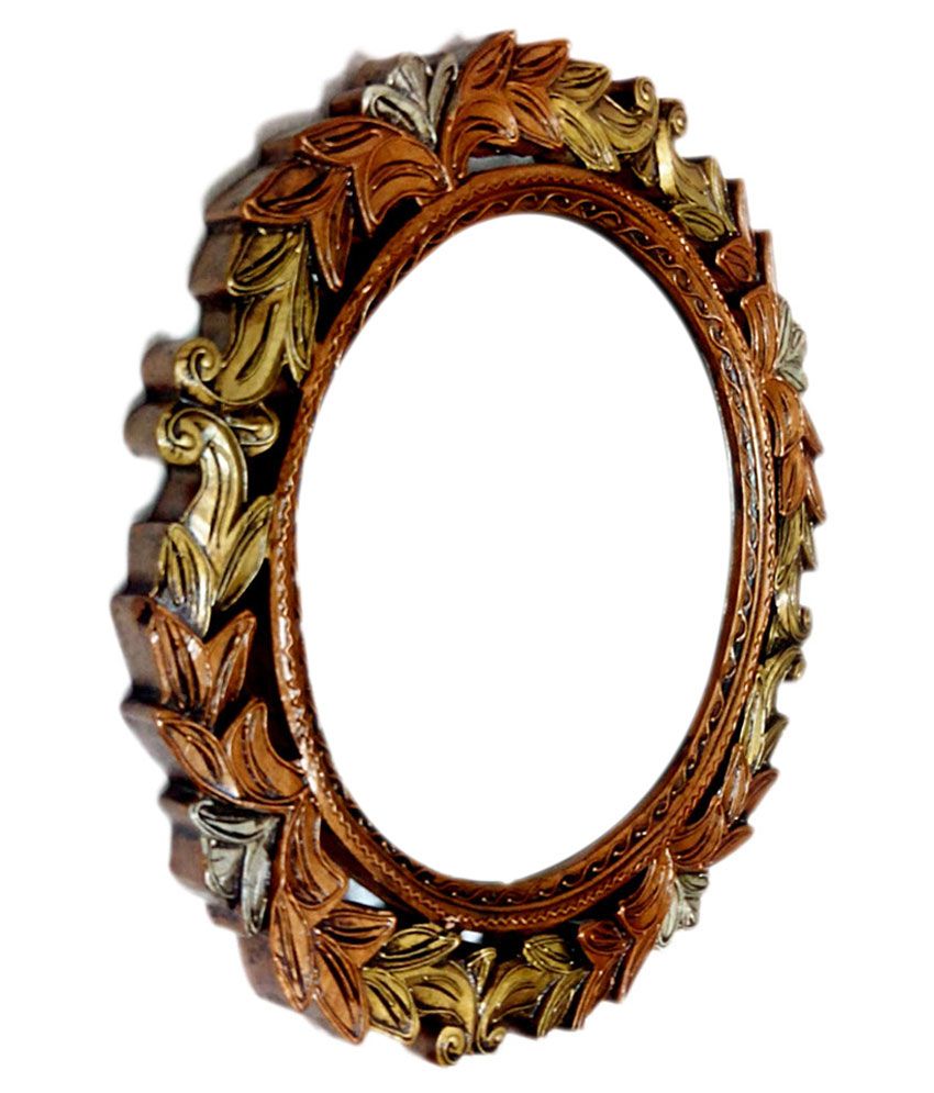 Akanksha Arts Carved Wooden Frame Wall Mirror