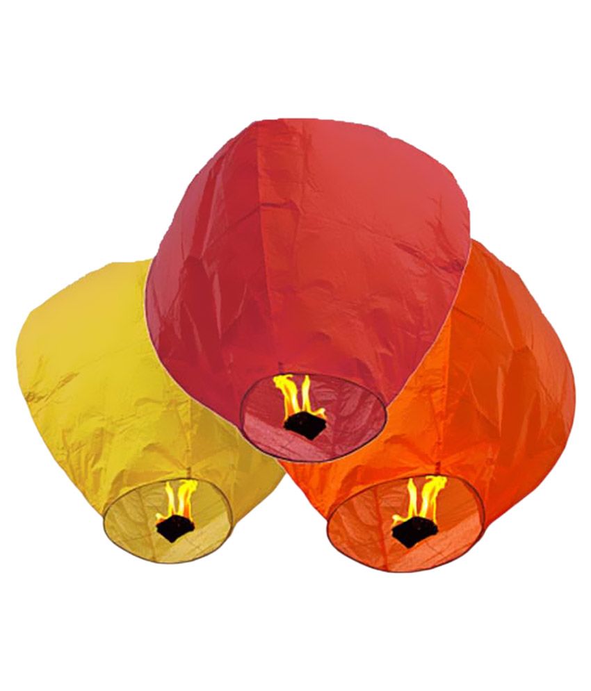 AI Multicolour Fabric Sky Lantern Pack Of 3 Buy AI Multicolour