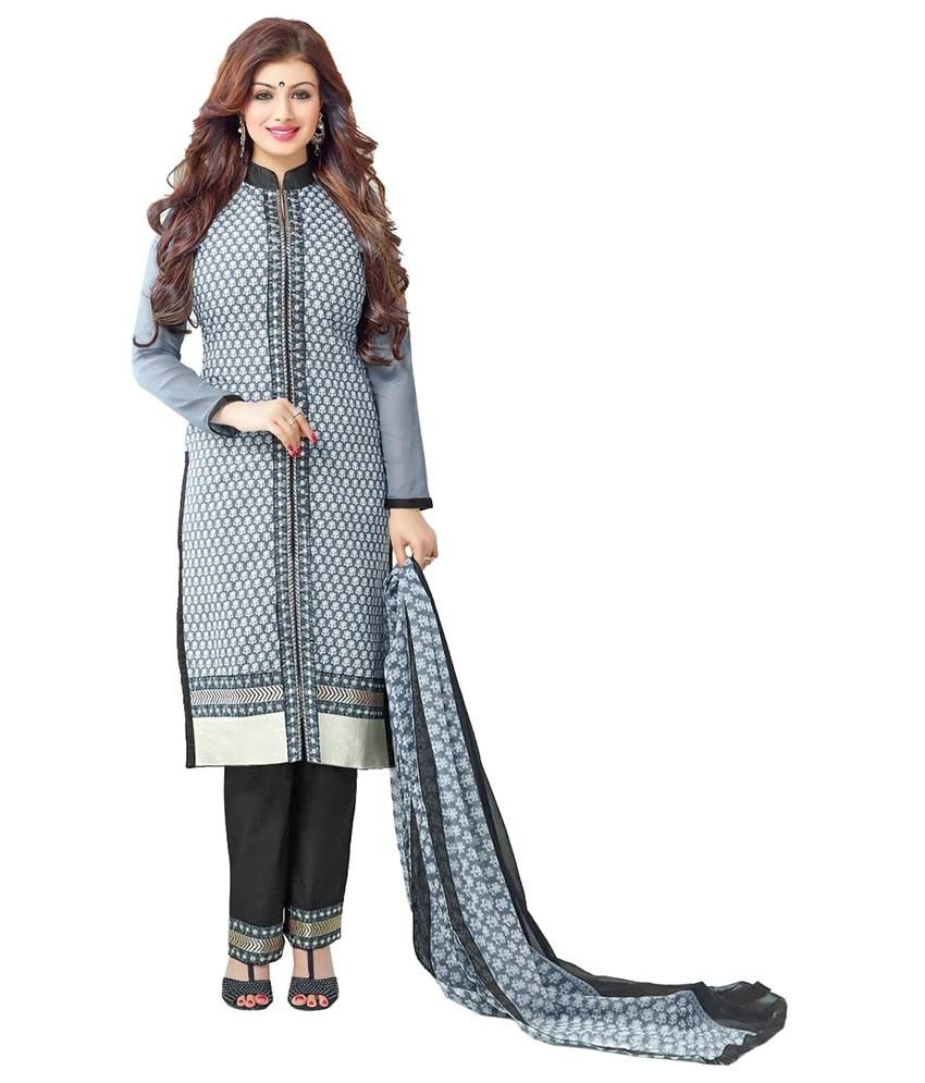 S R Traders Grey Cotton Unstitched Dress Material Buy S