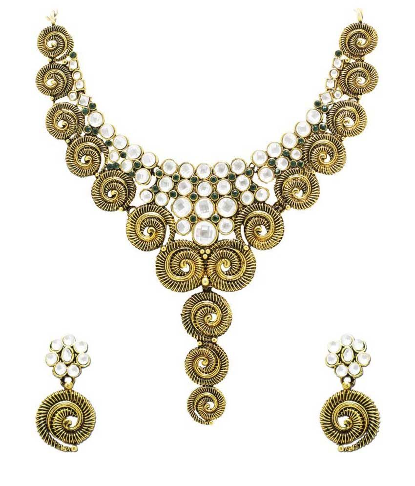 Zaveri Pearls Green Alloy Necklace Set Buy Zaveri Pearls Green Alloy