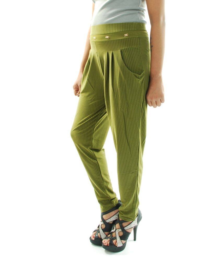 green polyester pants