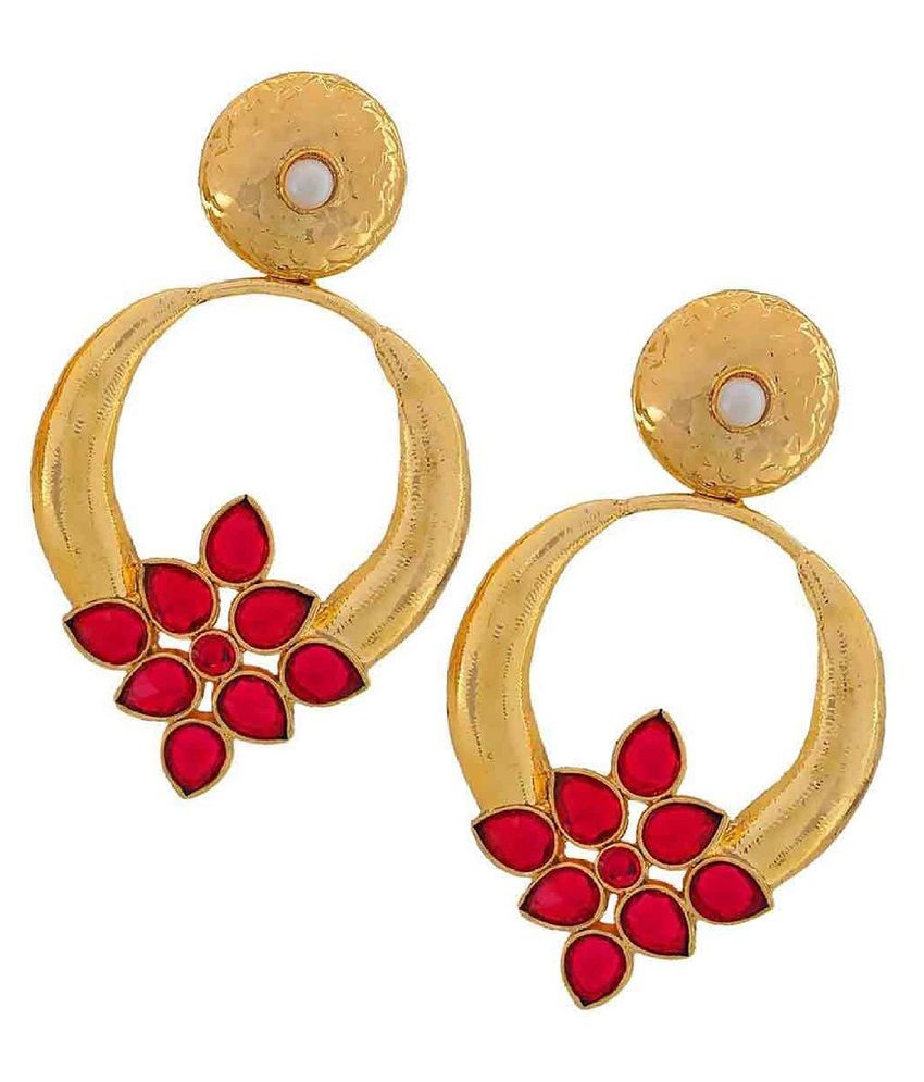    			The Jewelbox Red Designer Hanging Earrings