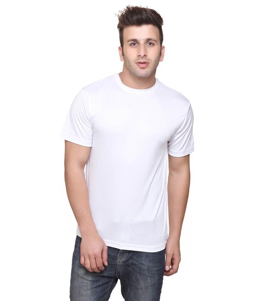     			Funky Guys Polyester Slim Fit Solid Half Sleeves Men's Round T-Shirt - White ( Pack of 1 )