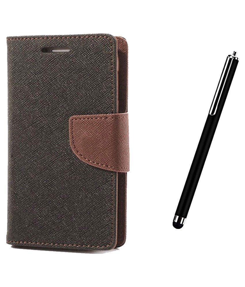 Mobilecops Flip Cover For Sony Xperia Z4Black Plain Back Covers