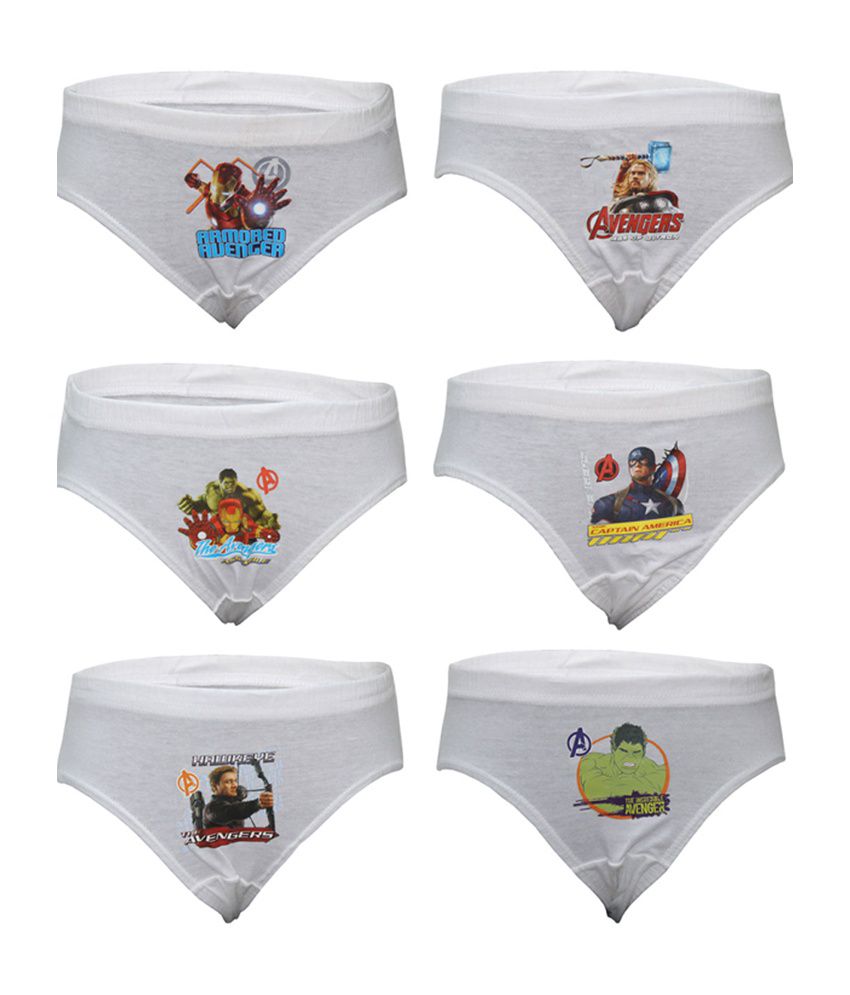     			Bodycare Avengers White Cotton Brief for Kids (Pack of 6)
