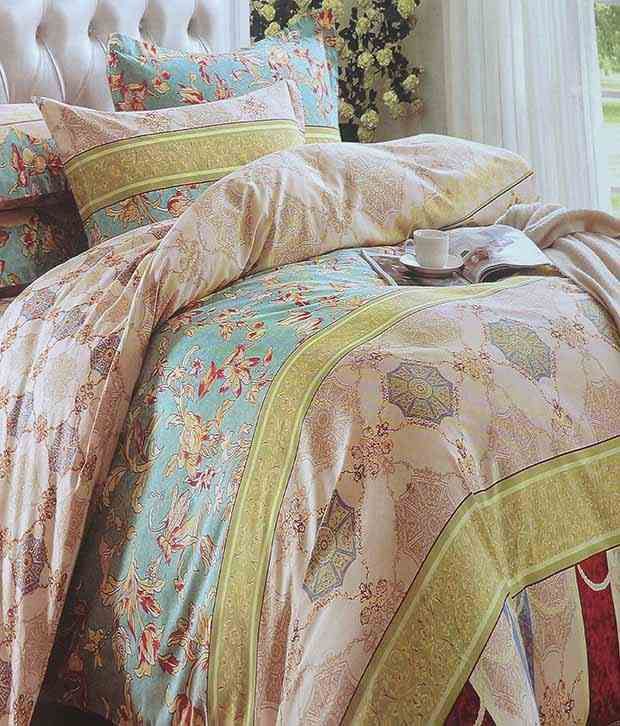 Tima Multicolor Cotton Double Bedsheet With 2 Pillow Cover Buy Tima