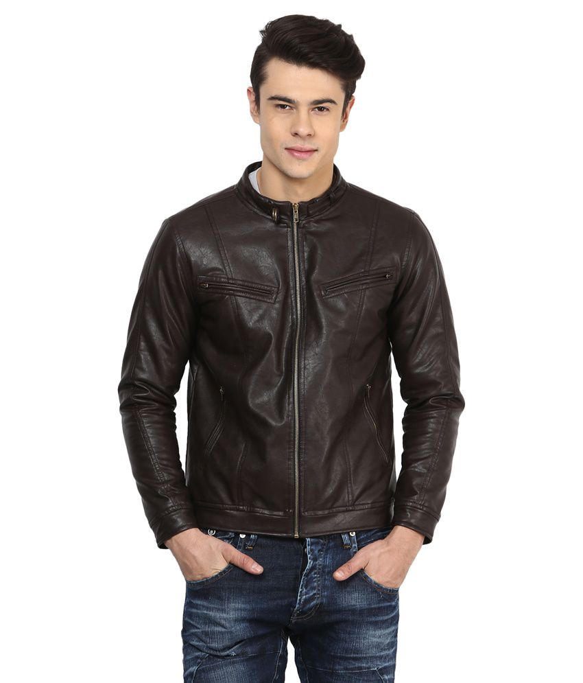 Atorse Brown Leather Jacket - Buy Atorse Brown Leather Jacket Online at ...