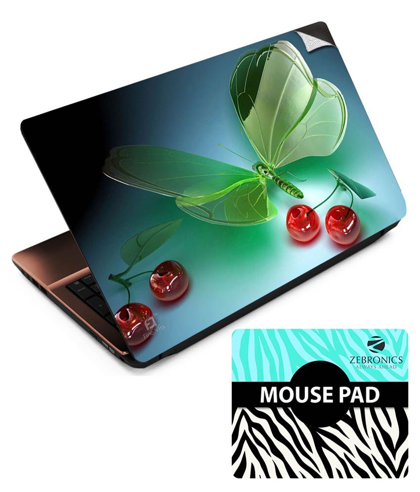 Indiashopers 3D Apple Laptop Notebook Skins for 13.3 14 15.6 HP Dell Lenovo Apple Asus With Mouse Pad