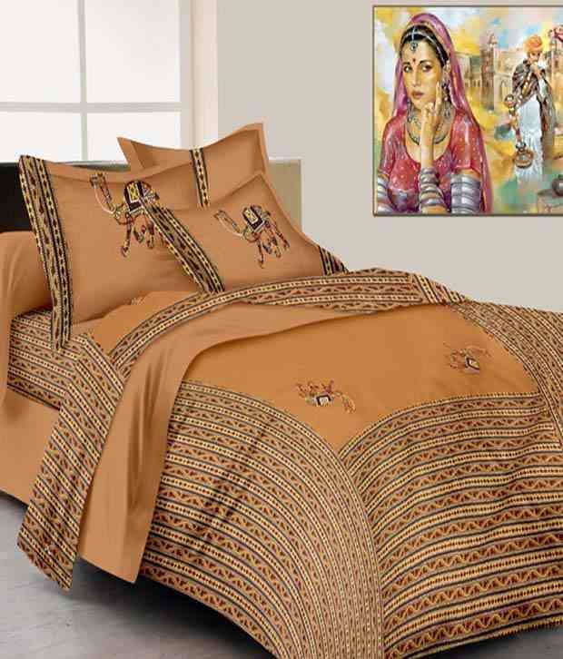     			Uniqchoice 100% Cotton Jaipuri Traditional Patch Work King Size Double Bed Sheet With 2 Pillow Cover