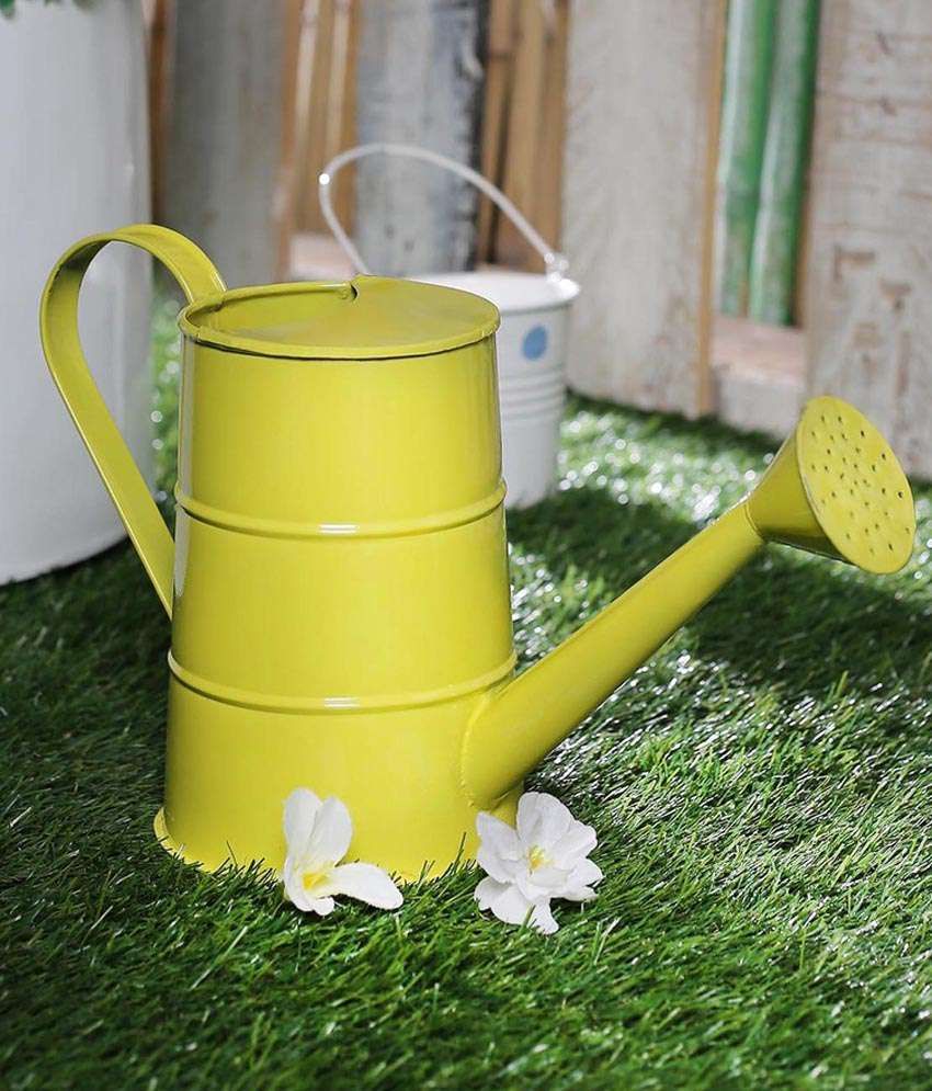 Green Girgit Yellow Metal Watering Can Planter Buy Green