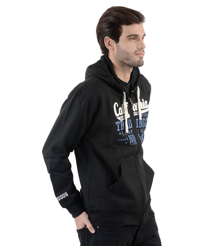 Flicker Hoods Black Cotton Blend Sweatshirt - Buy Flicker Hoods Black ...