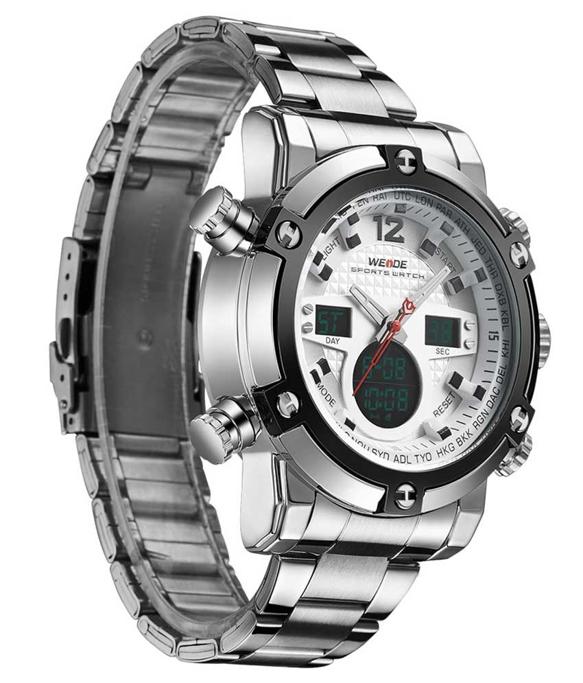 Weide Silver Stainless Steel AnalogDigital Watch Buy Weide Silver