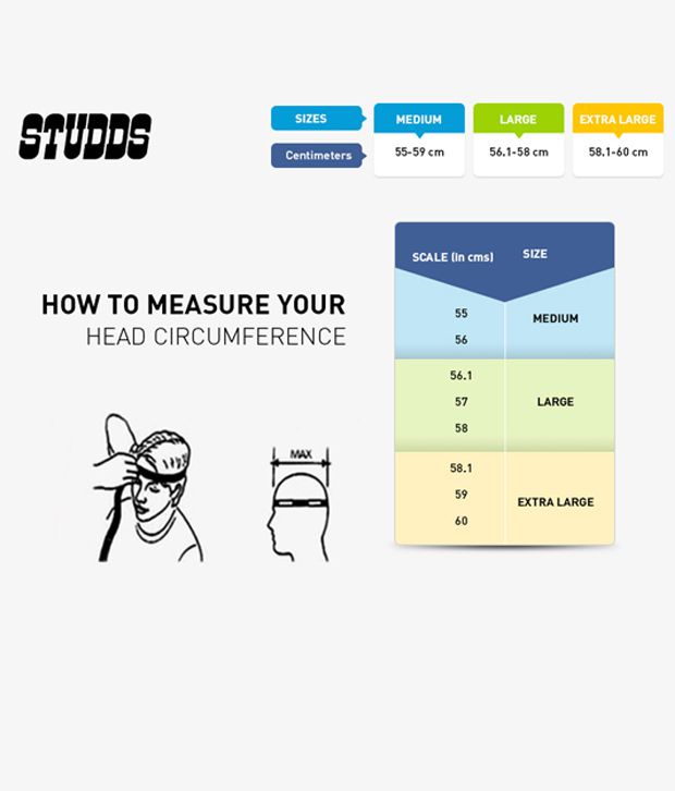 Studds Helmet Size Chart In Mm