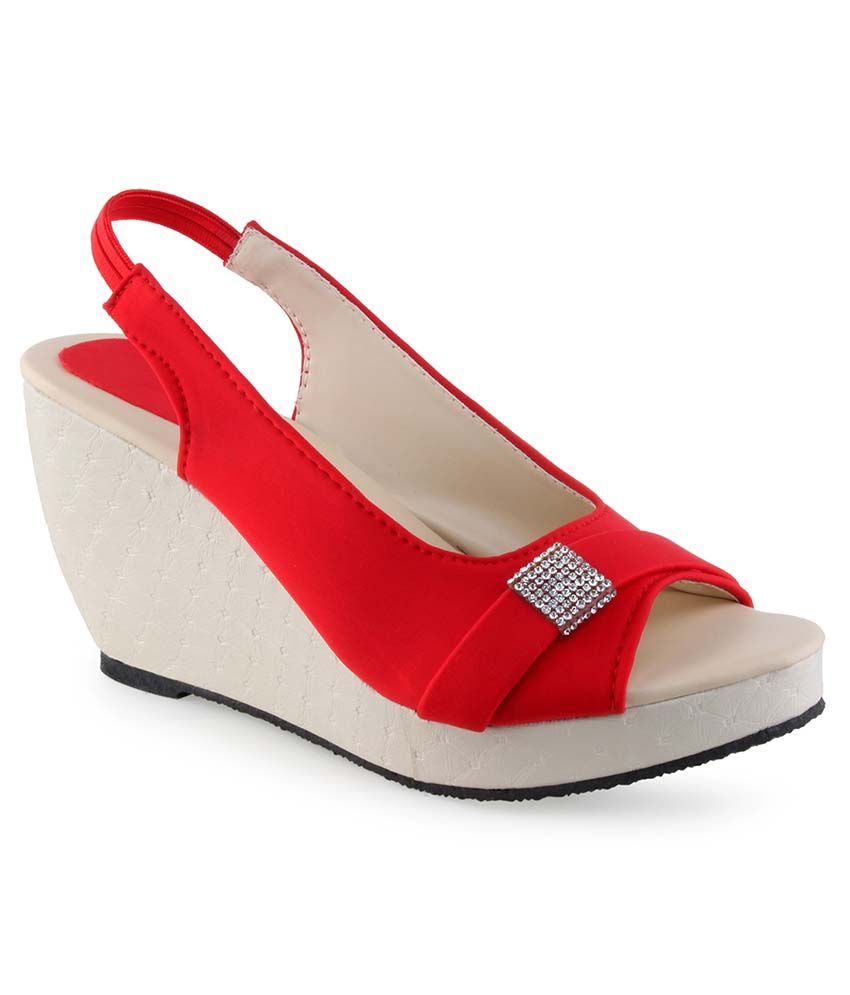 red wedge heels
