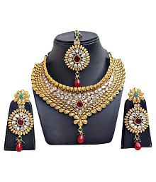 اطقم  المعلم كرسكنديور Lucky-Jewellery-Golden-Traditional-Necklace-SDL739915850-1-cdc95
