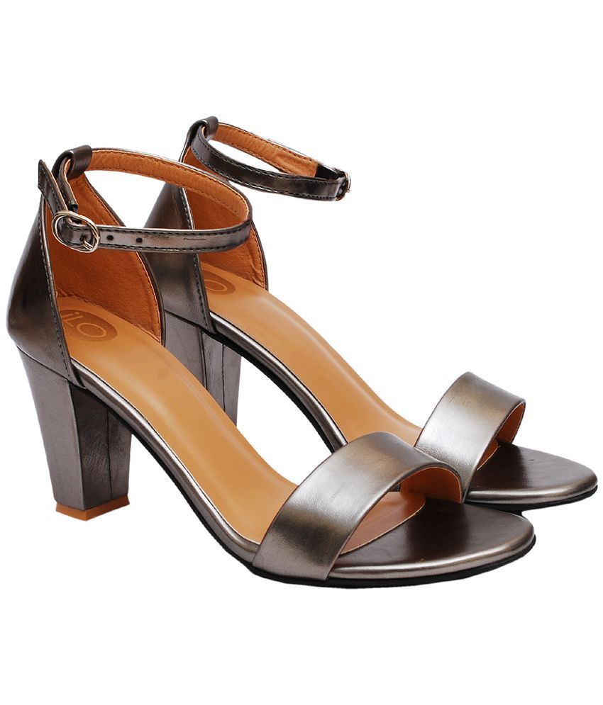 silver block heels cheap
