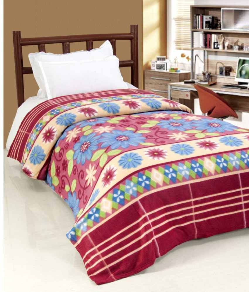 Surhome Multicolour Combo Of Fleece Blanket And Double Bed Sheet With 2