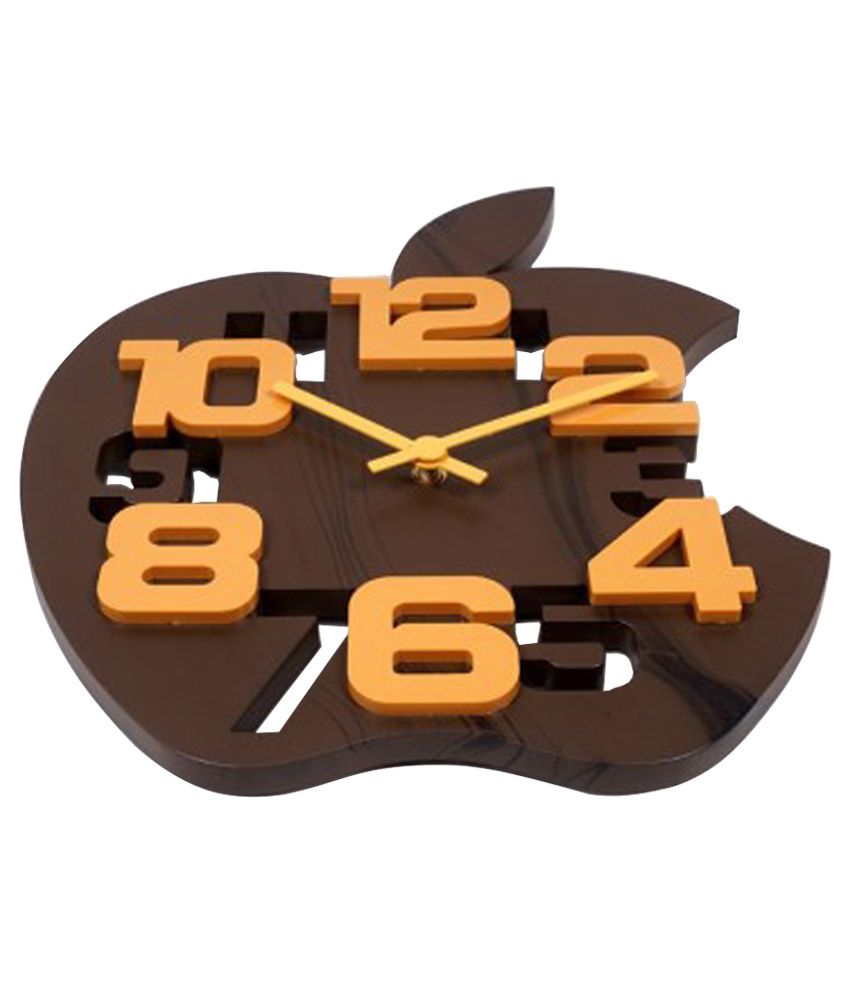 Sk Brown Wooden 3d Apple Shape Wall Clock Buy Sk Brown Wooden 3d Apple Shape Wall Clock At Best Price In India On Snapdeal