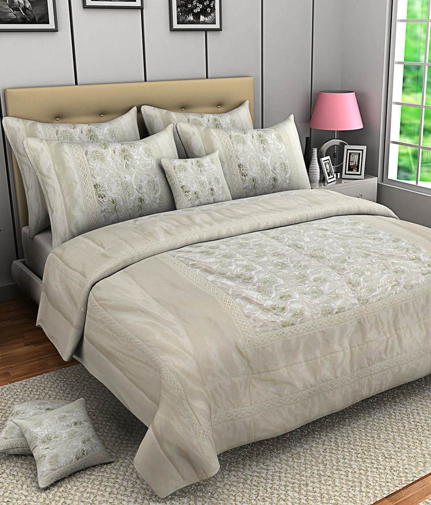 A'la Mode Creations White Silk Bedding Set Buy A'la Mode Creations