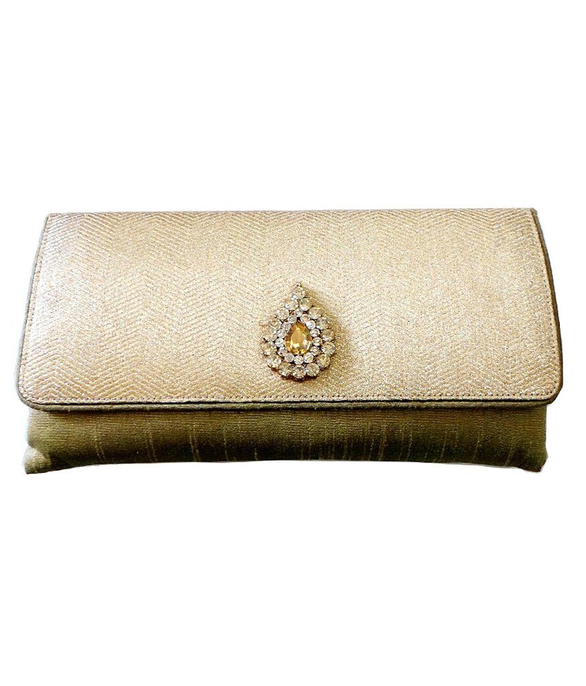 Buy Bhamini Silk ClutchGolden at Best Prices in India Snapdeal