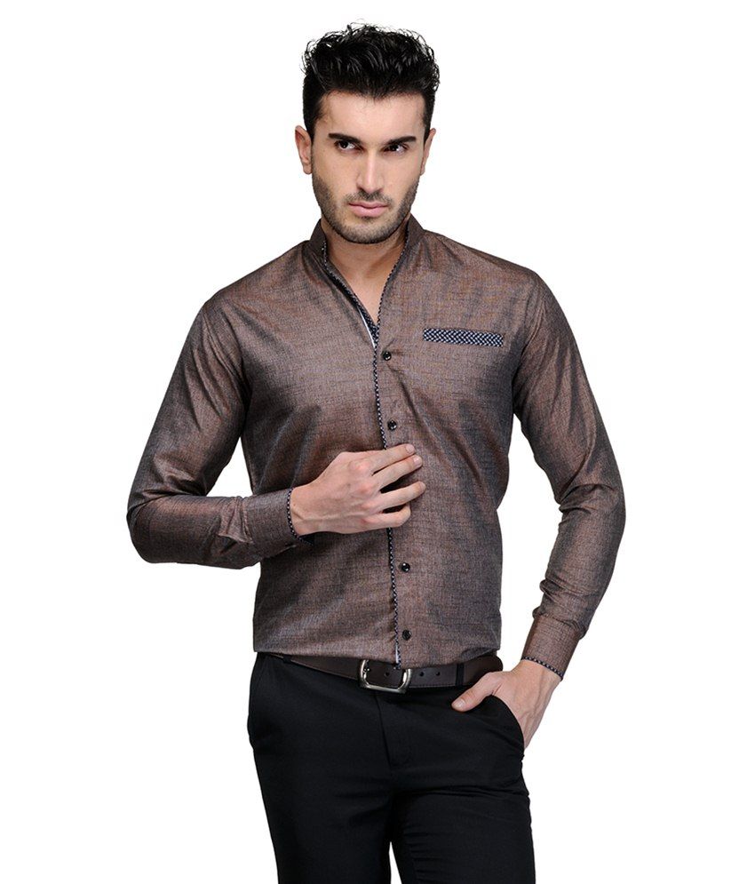 brown party wear shirt