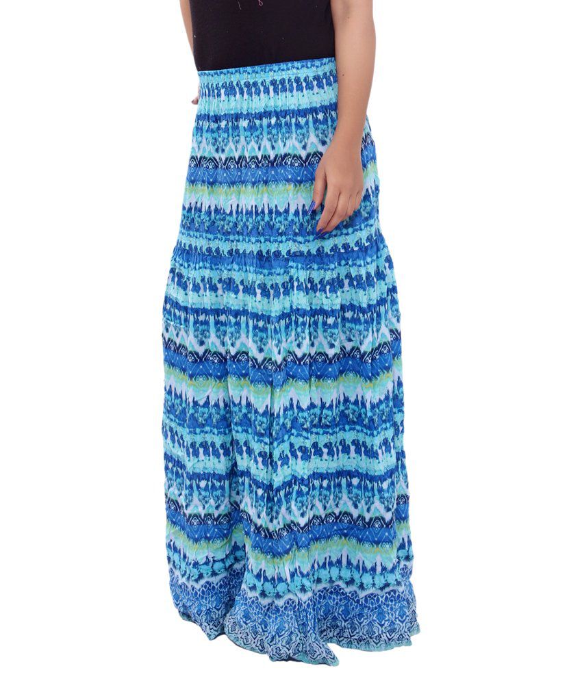 Buy SML Blue Rayon Straight Skirt Online at Best Prices in India - Snapdeal
