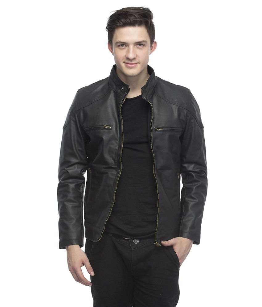 Lambency Black Full Sleeve Leather Biker Jacket - Buy Lambency Black ...