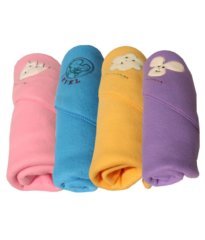 My Newborn MultiColour Fleece Baby Blanket ( 90 cm × 75 cm 4 pcs