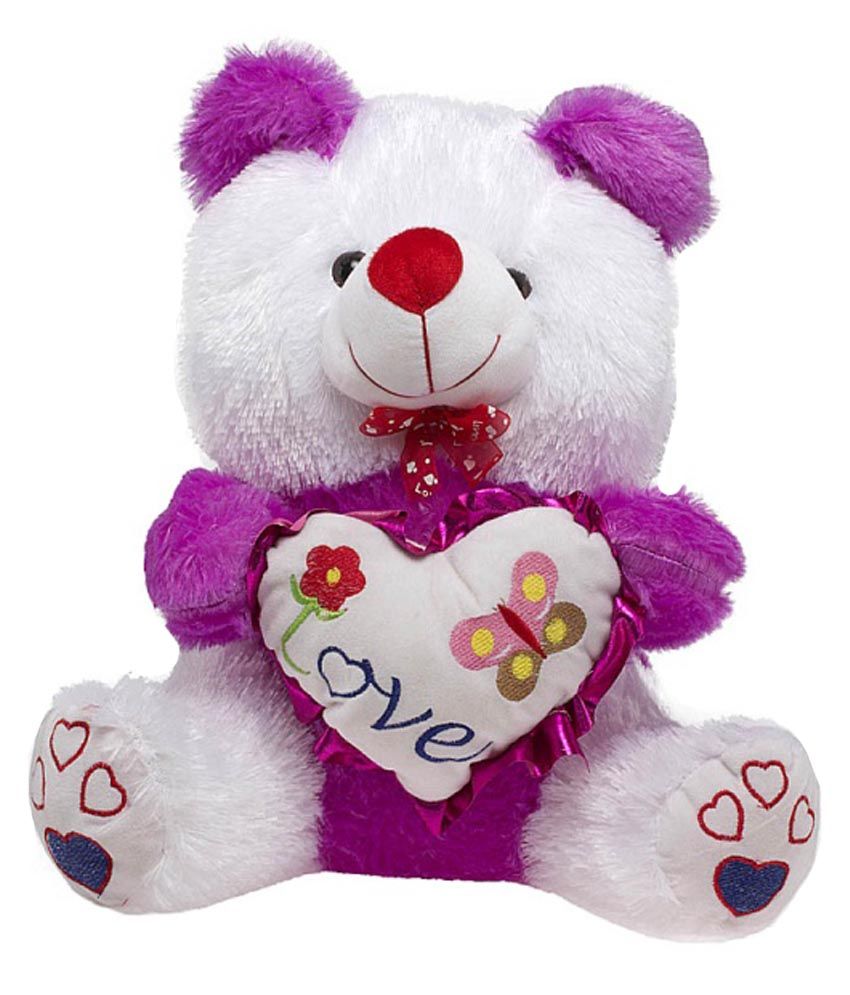 purple and white teddy bear