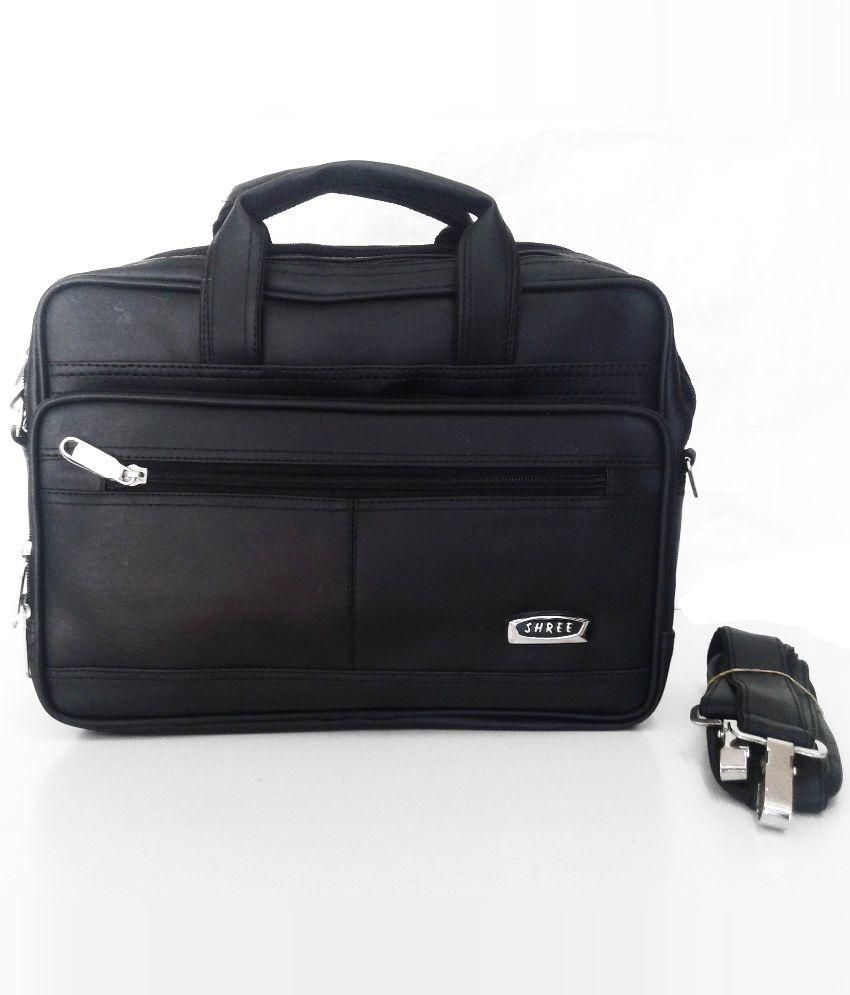 Shree Black Leather Laptop Bag - Buy Shree Black Leather Laptop Bag Online at Low Price - Snapdeal