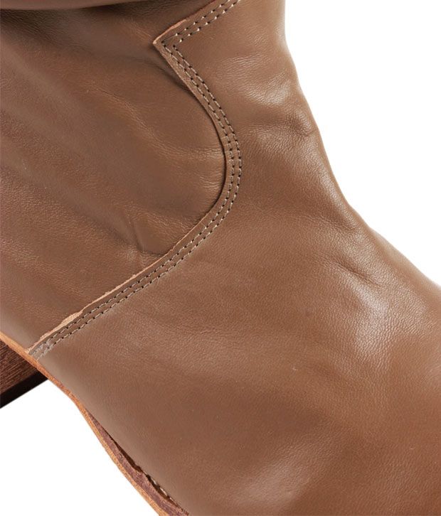 taupe calf length boots