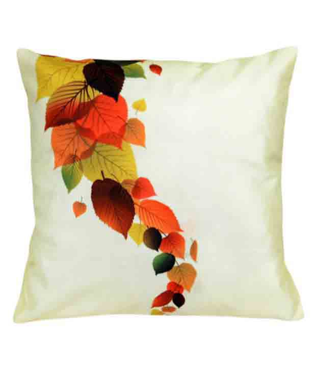     			meSleep Colourful Leaf Motifs Digital Print Cushion Covers